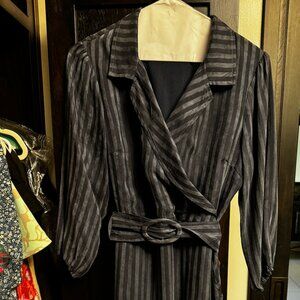 The Odells Blue Striped Midi Dress with Belt